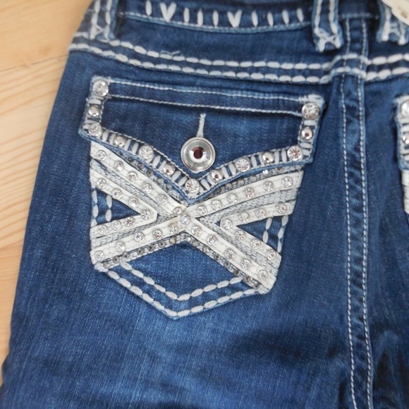 LA IDOL BLING LEATHER DENIM BERMUDA JEAN SHORT NWT - Picture 1 of 2